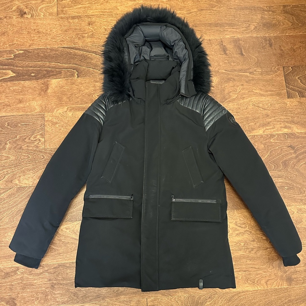 Men’s RUDSAK Black Puffer Jacket with Fur Hood